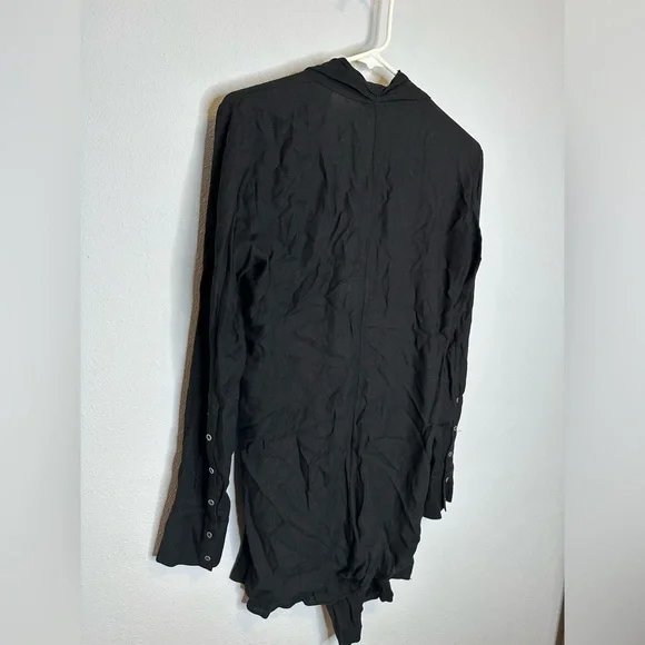 Helmut Lang Black Fold Over Draped Viscose-Blend Top long sleeve size small - Picture 10 of 12
